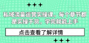 私域流量运营实操课,每个章节都是实操干货,学完就能上手-秋鱼网创