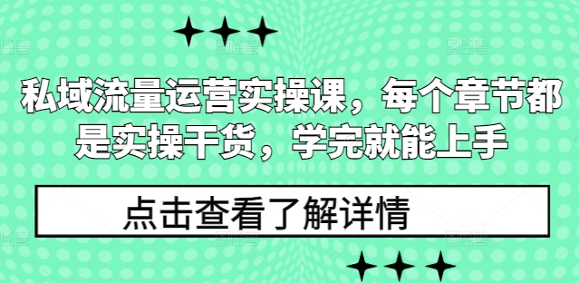 私域流量运营实操课,每个章节都是实操干货,学完就能上手-秋鱼网创