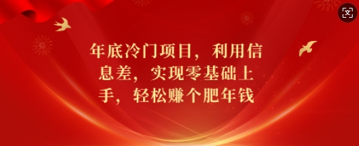 年底冷门项目，利用信息差，实现零基础上手，轻松赚个肥年钱【揭秘】-秋鱼网创