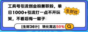 工具号引流创业粉兼职粉，单日1000+引流打一点不开玩笑，不看后悔一辈子【揭秘】-秋鱼网创