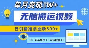 无脑搬运视频号可批量复制,新手即可操作,日引精准创业粉300+,月变现过W 【揭秘】-秋鱼网创
