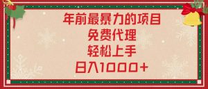 年前最暴力的项目，免费代理，轻松上手，日入1000+-秋鱼网创
