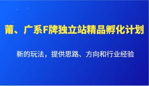 莆、广系F牌独立站精品孵化计划,新的玩法,提供思路、方向和行业经验-秋鱼网创