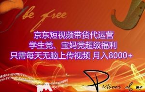 京东短视频带货代运营,学生党、宝妈党超级福利,只需每天无脑上传视频,月入8000+【仅揭秘】-秋鱼网创