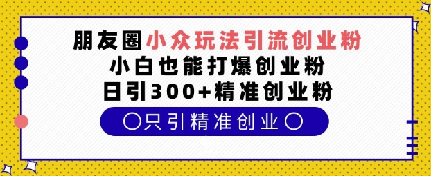 朋友圈小众玩法引流创业粉,小白也能打爆创业粉,日引300+精准创业粉【揭秘】-秋鱼网创