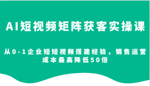 AI短视频矩阵获客实操课,从0-1企业短短视频搭建经验,销售运营成本最高降低50倍-秋鱼网创