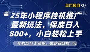 2025年小程序挂机推广最新玩法，保底日入800+，小白轻松上手-秋鱼网创