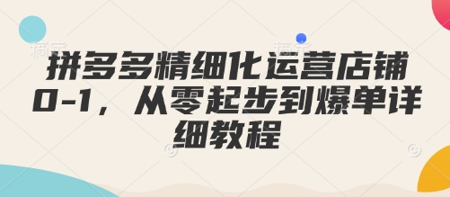 拼多多精细化运营店铺0-1,从零起步到爆单详细教程-秋鱼网创