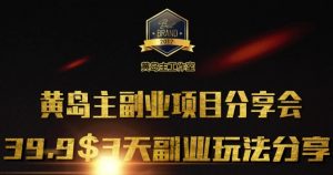 黄岛主副业分享会1期:3天3个副业玩法,速度上车-秋鱼网创