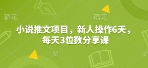 小说推文项目,新人操作6天,每天3位数分享课-秋鱼网创