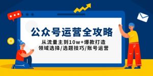 公众号运营全攻略：从流量主到10w+爆款打造，领域选择/选题技巧/账号运营-秋鱼网创