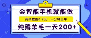 会智能手机就能做，两张截图0.7元，一分钟三单，纯薅羊毛一天200+-秋鱼网创