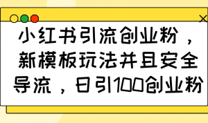 小红书引流创业粉，新模板玩法并且安全导流，日引100创业粉-秋鱼网创