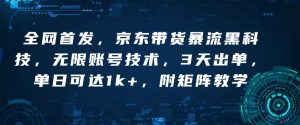 全网首发，京东带货暴流黑科技，无限账号技术，3天出单，单日可达1k+，附矩阵教学【揭秘】-秋鱼网创