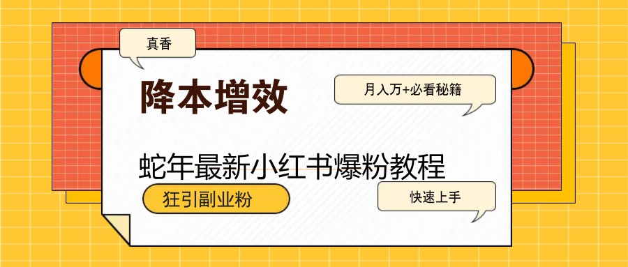 蛇年最新小红书爆粉教程,狂引副业粉,月入万+必看-秋鱼网创