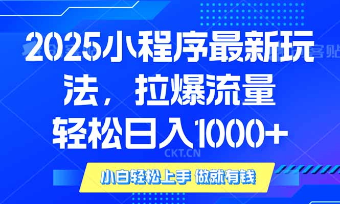 2025年小程序最新玩法，流量直接拉爆，单日稳定变现1000+-秋鱼网创