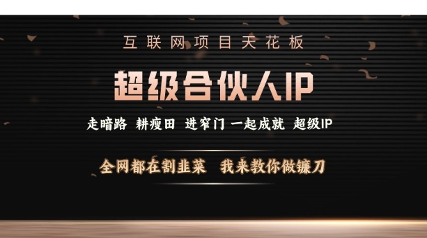 互联网项目天花板,超级合伙人IP,全网都在割韭菜,我来教你做镰刀【仅揭秘】-秋鱼网创