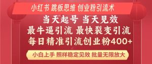 小红书 巧用跳板思维 每日暴力引流400+精准创业粉 小白福音 效果拉满...-秋鱼网创