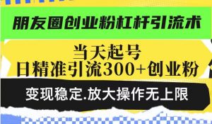 朋友圈创业粉杠杆引流术，投产高轻松日引300+创业粉，变现稳定.放大操...-秋鱼网创
