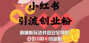 小红书引流创业粉，新模板玩法并且安全导流，日引100+创业粉-秋鱼网创