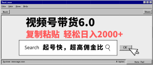 视频号带货6.0，轻松日入2000+，起号快，复制粘贴即可，超高佣金比-秋鱼网创