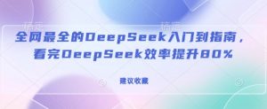 全网最全的DeepSeek入门到指南,看完DeepSeek效率提升80%(建议收藏)-秋鱼网创