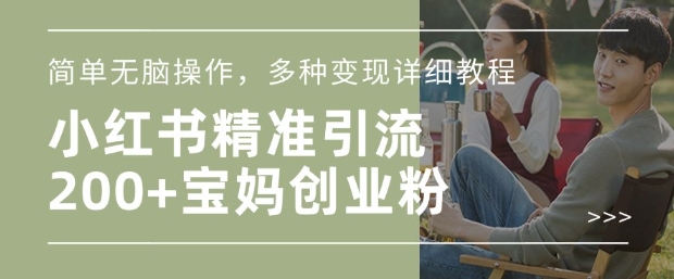 小红书混剪日引200+宝妈创业粉,简单无脑操作,多种变现详细教程-秋鱼网创