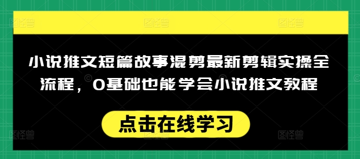 小说推文短篇故事混剪最新剪辑实操全流程，0基础也能学会小说推文教程，肯干多发日入多张-秋鱼网创