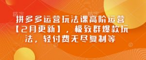 拼多多运营玩法课高阶运营【2月更新】，极致群爆款玩法，轻付费无尽复制等-秋鱼网创