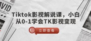 TikTok影视解说课，小白从0-1学会TK影视变现-秋鱼网创