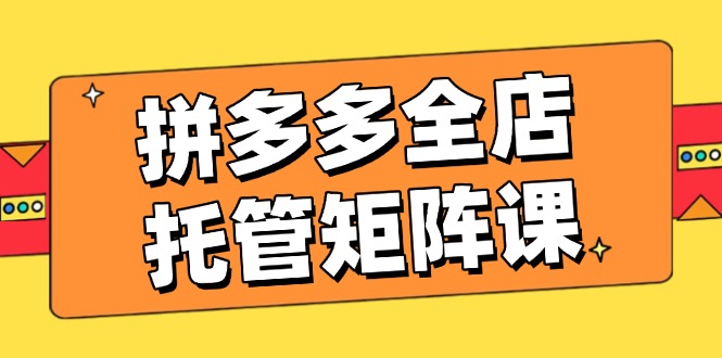 拼多多全店托管矩阵课,盈利动销玩法,高效计划设置,提升店铺效益-秋鱼网创