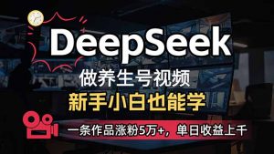 小白用DeepSeek做养生号，一条作品涨粉5万+，单日收益上千-秋鱼网创