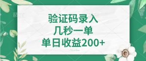 验证码录入，几秒一单，单日收益200+-秋鱼网创