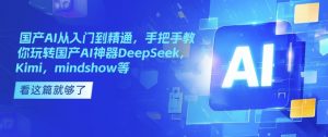国产AI从入门到精通,手把手教你玩转国产AI神器DeepSeek,Kimi,mindshow等-秋鱼网创