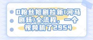 0粉丝短剧拉新(河马剧场)全流程，一个视频搞了2954-秋鱼网创