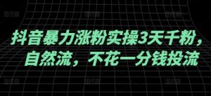 抖音暴力涨粉实操3天千粉，自然流，不花一分钱投流，实操经验分享-秋鱼网创