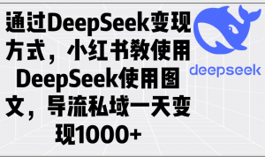 通过DeepSeek变现方式，小红书教使用DeepSeek图文，导流私域一天变现1000+-秋鱼网创