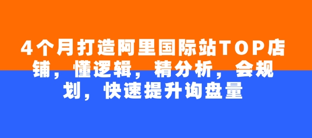 4个月打造阿里国际站TOP店铺,懂逻辑,精分析,会规划,快速提升询盘量-秋鱼网创