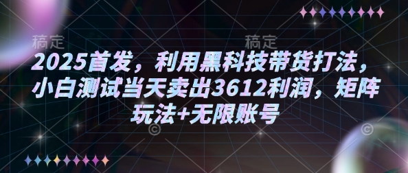 2025首发，利用黑科技带货打法，小白测试当天卖出3612利润，矩阵玩法+无限账号【揭秘】-秋鱼网创