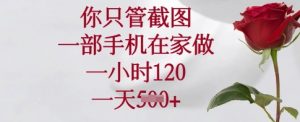 你只管截图，一部手机在家做，一小时120.一天5张【揭秘】-秋鱼网创