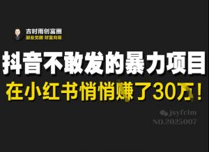 抖音不敢发的暴利项目，在小红书悄悄挣了30W-秋鱼网创