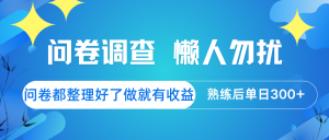 问卷调查 懒人勿扰 问卷都整理好了，做就有收益，熟练后日入300+-秋鱼网创