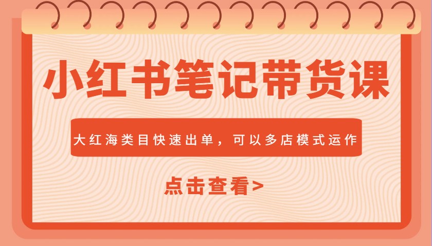 小红书笔记带货课，大红海类目快速出单，市场大，可以多店模式运作-秋鱼网创