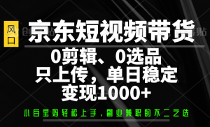 京东短视频带货，0剪辑，0选品，只上传，单日稳定变现1000+-秋鱼网创