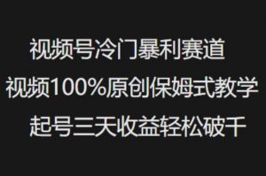 视频号冷门暴利赛道视频100%原创保姆式教学起号三天收益轻松破千-秋鱼网创