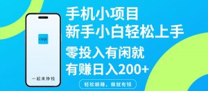 手机小项目新手小白轻松上手零投入有闲就有赚日入200+-秋鱼网创