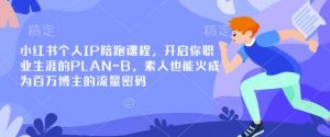小红书个人IP陪跑课程，开启你职业生涯的PLAN-B，素人也能火成为百万博主的流量密码-秋鱼网创