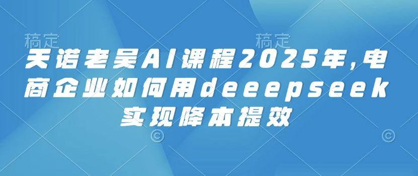 天诺老吴AI课程2025年,电商企业如何用deeepseek实现降本提效-秋鱼网创