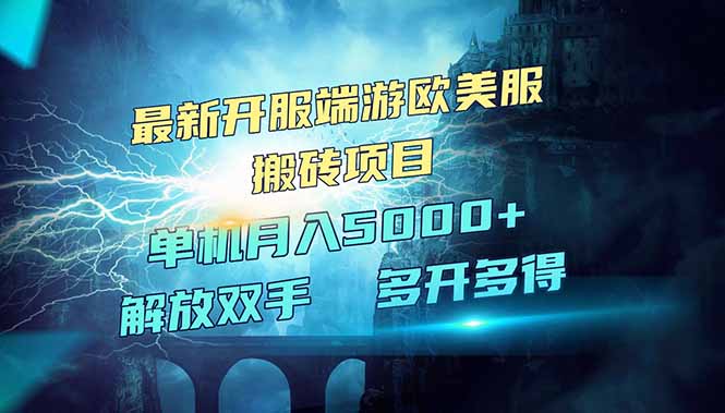 全网热门游戏欧美服端游搬砖，最新开服，项目红利期，单机月入5000+-秋鱼网创