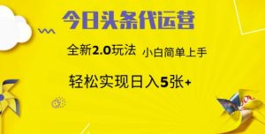 今日头条代运营，新2.0玩法，小白轻松做，每日实现躺Z5张【揭秘】-秋鱼网创